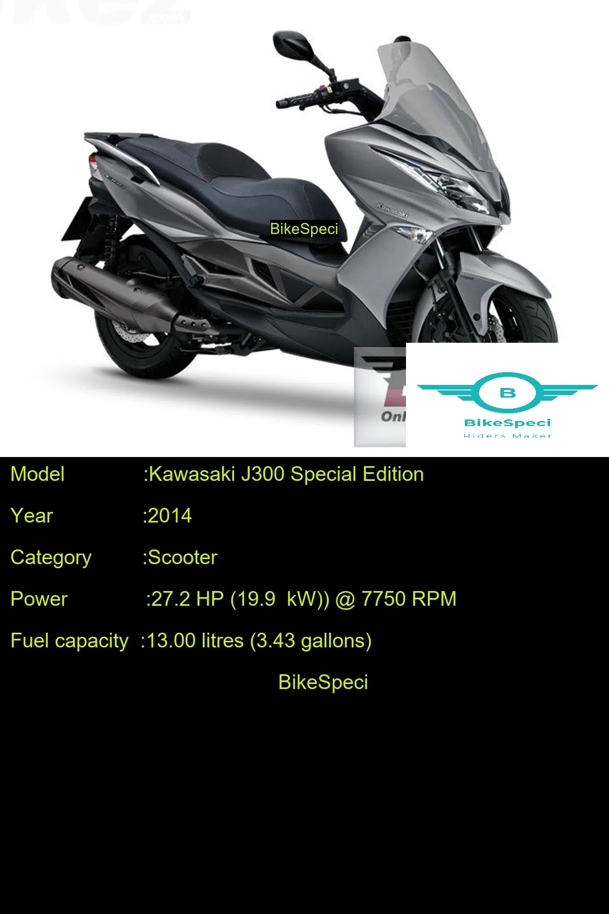 Kawasaki J300 Special Edition | Price, Photos, Millage, Speed, Colours etc