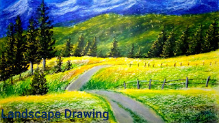 Easy Landscape Drawing step by step -Oil Pastel Drawing -Easy Drawing Tutorial -HOW TO DRAW