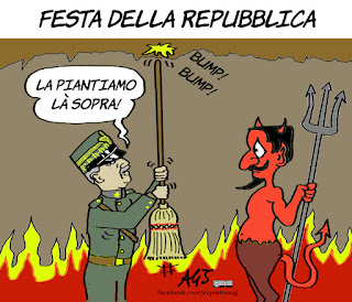 2 giugno, festa della repubblica, monarchia, vittorio emanuela terzo, savoia, vignetta, satira