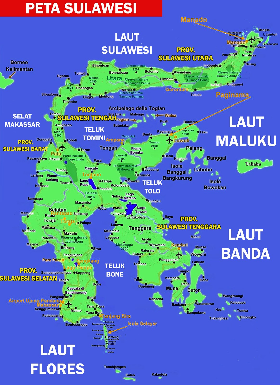 Peta Sulawesi  Lengkap 5 Provinsi 