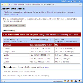 Gmail Suspicious Account Activity Warning