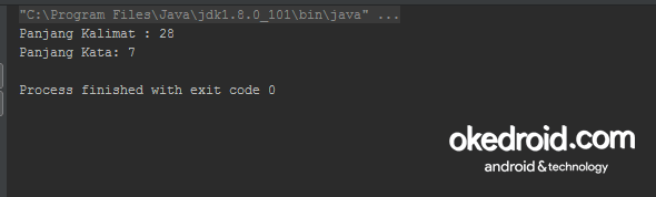 Output Hasil Contoh Program Method Fungsi length() Pada Java