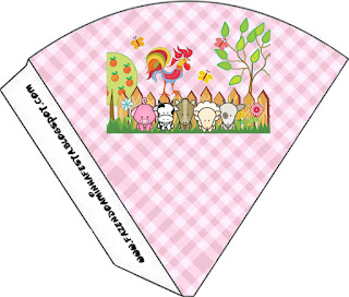 Baby Farm in Pink  Free Printable Cones.