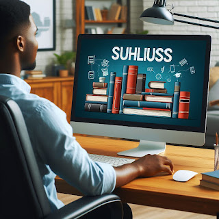 original source image produced by Bing / Copilot Designer of a young black man sitting at a computer viewing a syllabus on the screen