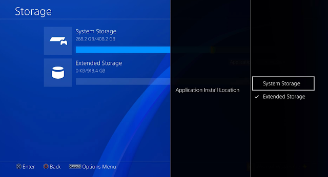 PS4 disks and games on extended storage