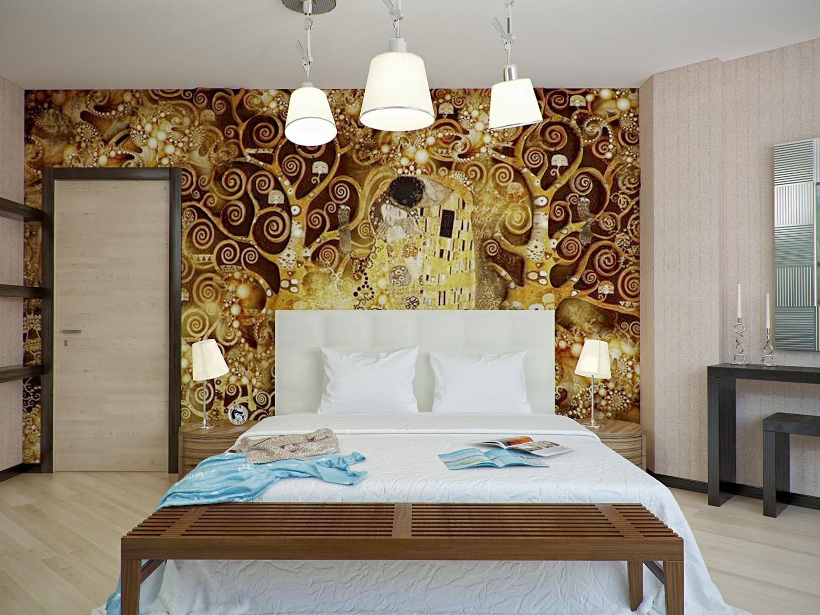 Gold and Brown Bedroom Wall Art