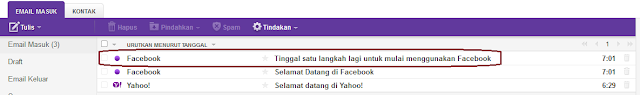 membuka email dari facebook