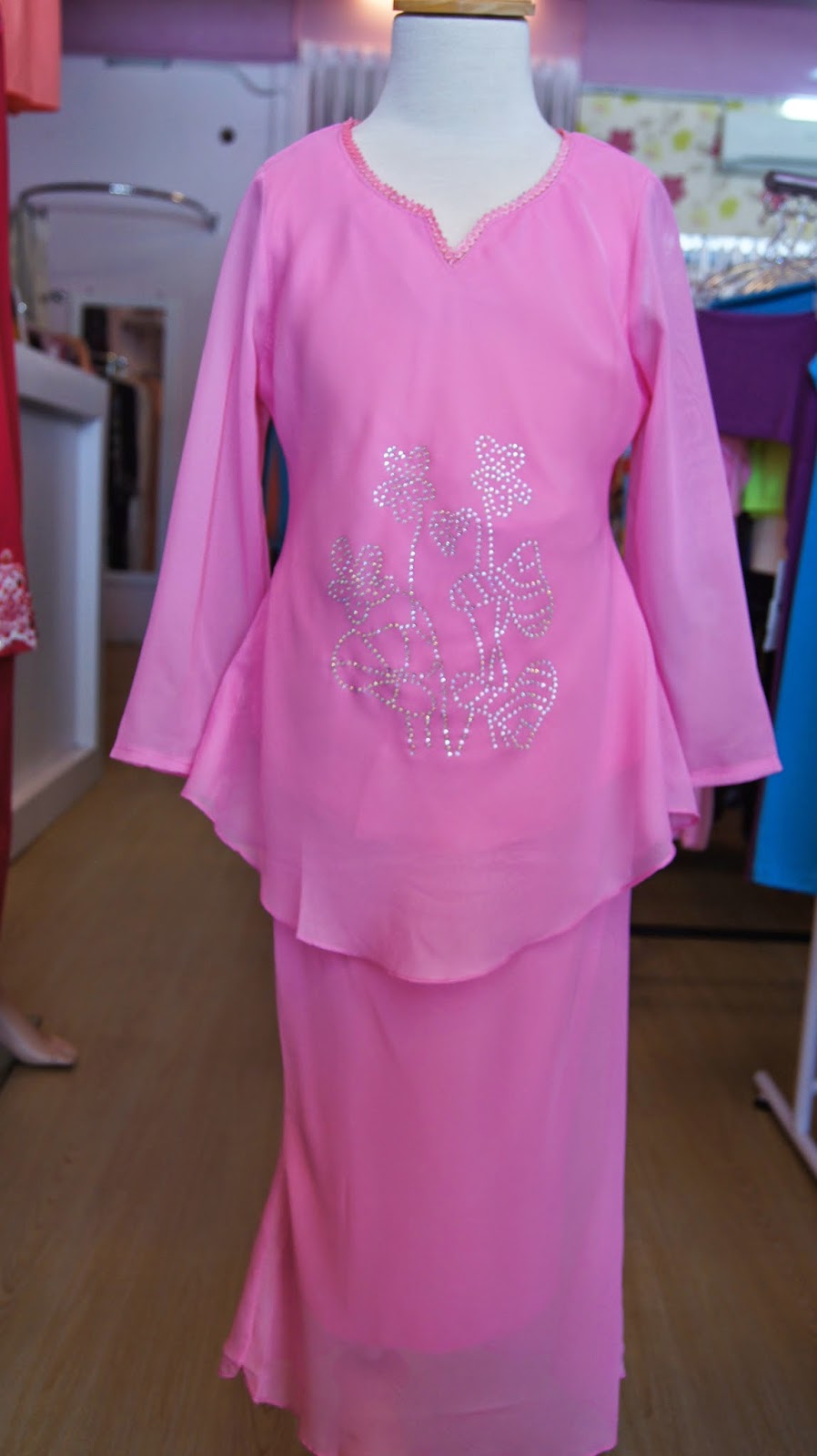 Butik Qaireen: Baju Kurung Kanak-kanak Chiffon Murah Pink ...