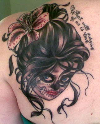 day of dead girl tattoo design. day of dead girl tattoo. day