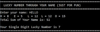 Lucky number though your name (Just for Fun) in C++.