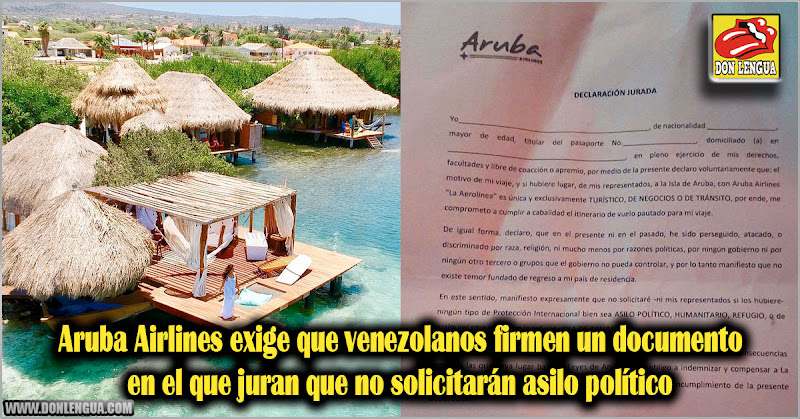 Aruba Airlines exige que venezolanos firmen un documento en el que juran que no solicitarán asilo político