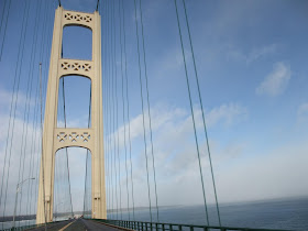 driving across the mackinac bridge, michigan, upper penninsula