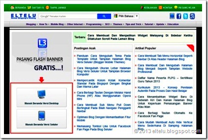 Beberapa Macam Model Pilihan Beranda Pada Blog