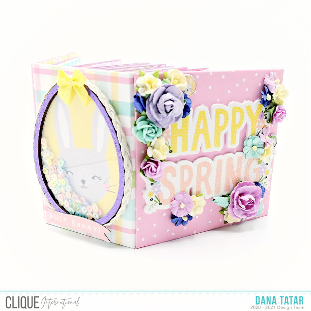 Spring and Easter Mini Album with Bunnies and Blooms and an Egg Shaker Binding Feature