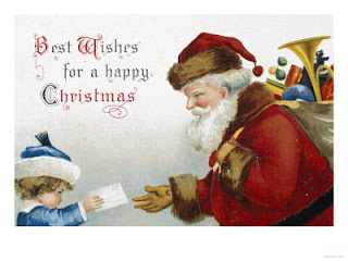 Kid greeting Santa Clause