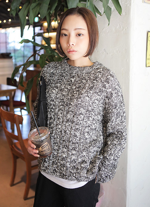 Gray Color Blend Knit Sweater