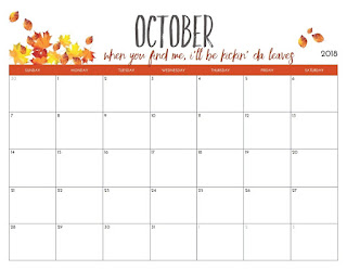 Free Printable Calendar October 2018