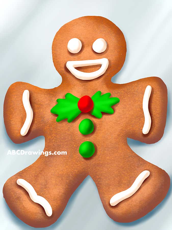 GINGERBREAD MAN Art Lesson | CHRISTMAS Drawing & Watercolor Painting Project