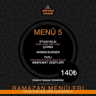 Köfteci Hasan Bolu Ramazan 2023 İftar Menüleri ve Fiyatları