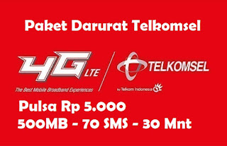 Cara Daftar Paket Darurat Telkomsel Pulsa Rp 5000, 500MB, 75 Menit, 30 SMS