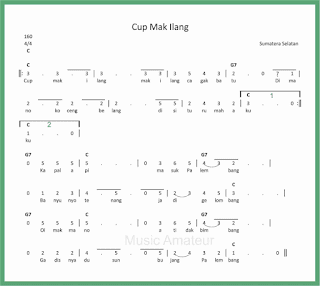 not angka lagu cup mak ilang lagu daerah sumatera selatan