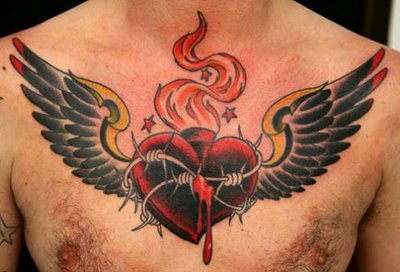 Wing Tattoo Designs on Red Sacred Heart Tattoo Design Spreading Its Wing On A Man S Heart