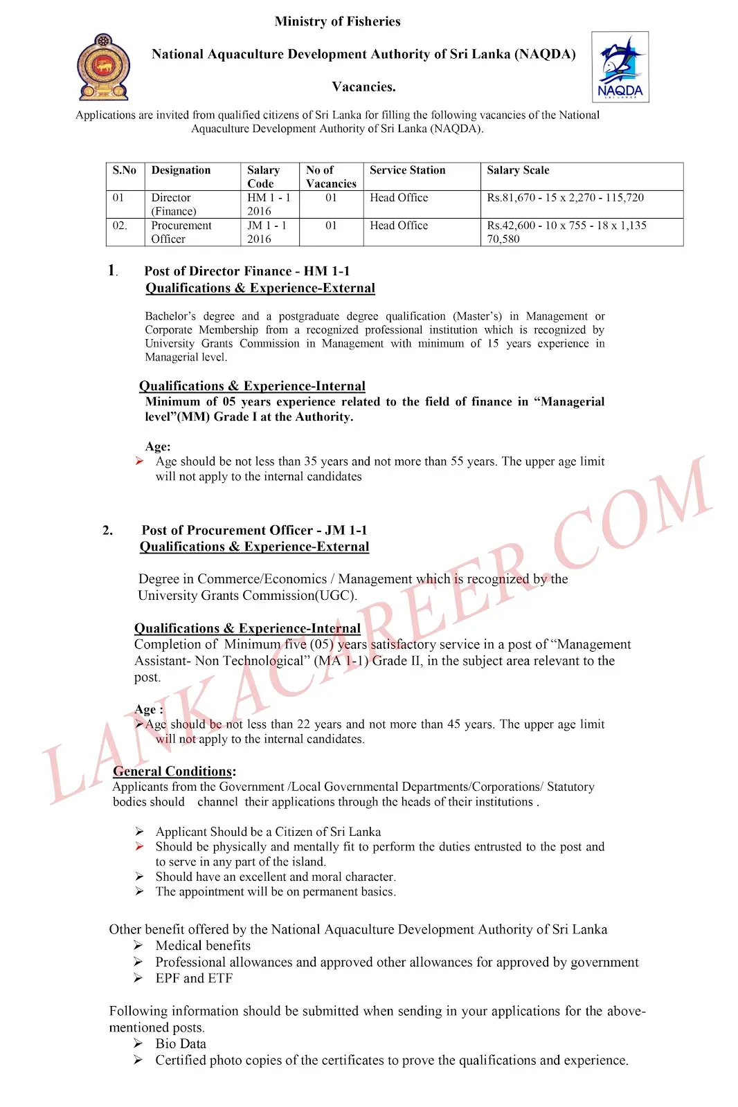 NAQDA Official Advertisement of Job Vacancies 2024