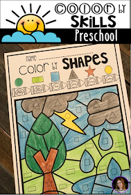 The boys and girls will continue to work on shape identification with Color by Shapes.