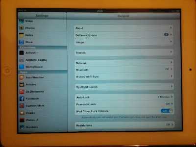 iPad 2 Settings menu