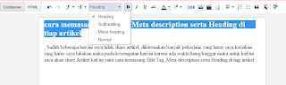 cara memasang Title Tag, Meta description serta Heading Tag di tiap artikel