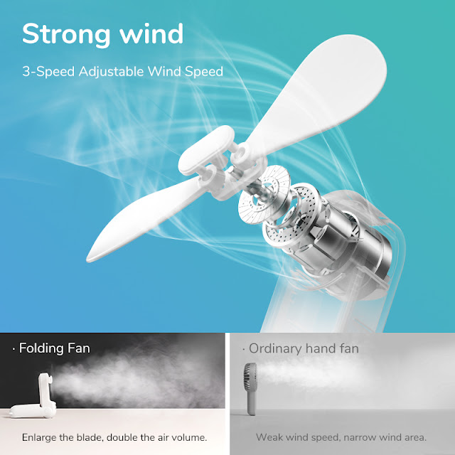 Rechargeable Small Pocket Fan With Power Bank Flashlight