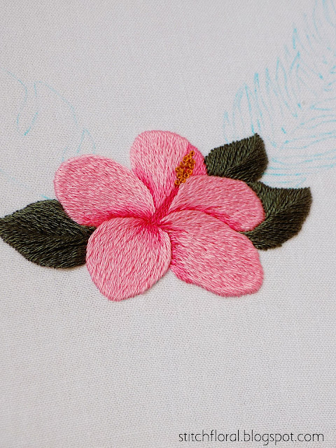 hibiscus long and short stitching