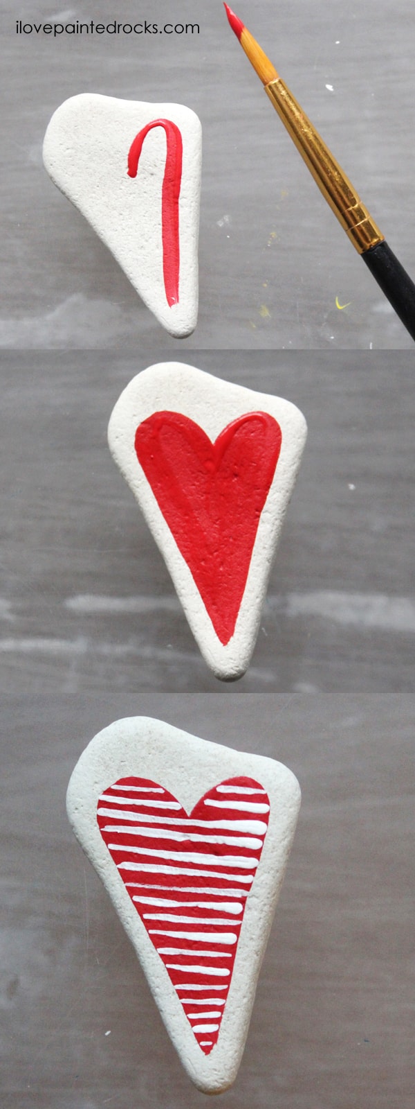 Easy rock painting ideas for Valentine's Day. I love all the painted rock tutorials in this post! Learn how to paint a striped heart rock. #ilovepaintedrocks #rockpainting #paintedrocks #valentinescraft #easycraft #kidscraft #rockpaintingideas