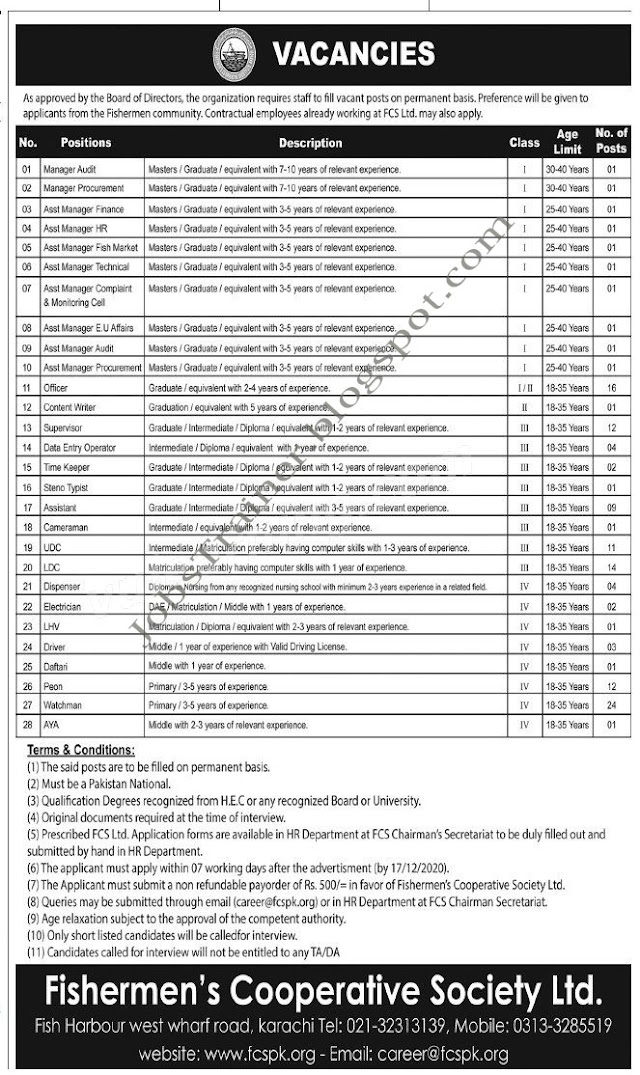 Fishermen's Cooperative Society Ltd. Jobs