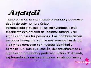 significado del nombre Anandi