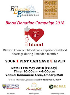 Blood Donation Campaign with partner University of Malaya Medical Centre & Sevenss at Amcorp Mall (10 May 2018)