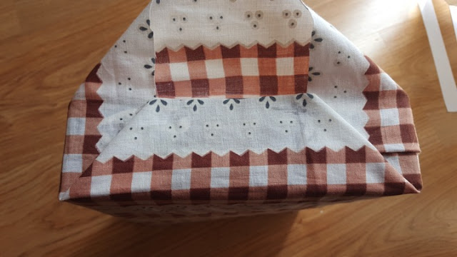 Upcycled: fabric covered gift bag from a cereal box