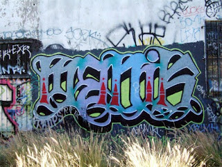 Graffiti Tagging with Blue Color Design