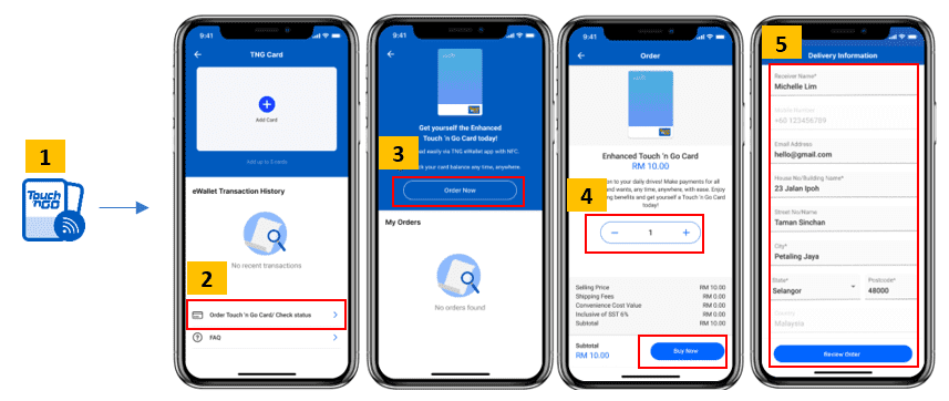 how to purchase tng nfc card on tng apps,