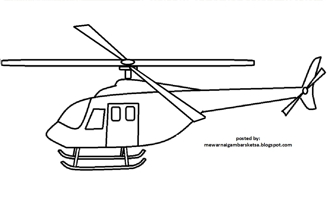 Mewarnai Gambar: Mewarnai Gambar Sketsa Helikopter 2