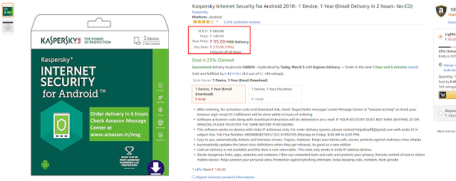 Kaspersky Internet Security for Android 2018- 1 Device, 1 Year (Email Delivery in 2 hours- No CD)