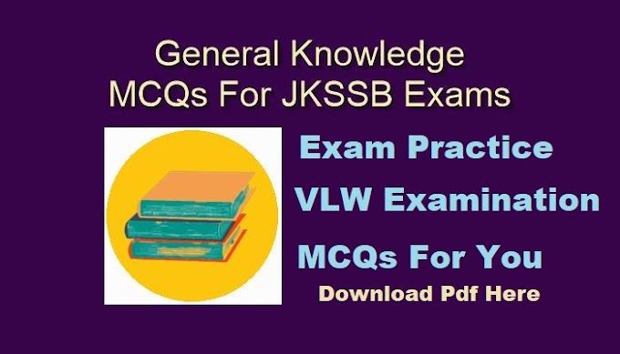 (JK) Important GK Questions for JKSSB VLW EXam 2022 || Download GK MCQs Solved Pdf
