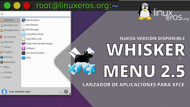 Whisker Menu 2.5 lanzado con compatibilidad con Xfce 4.16