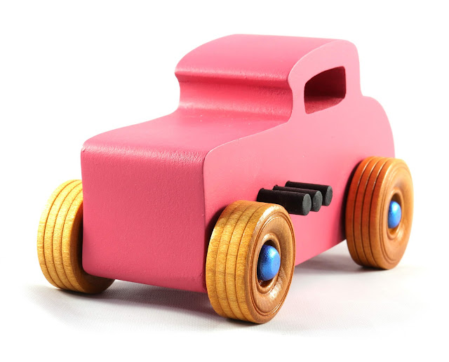 20181003-202131 482476086 Wooden Toy Car Hot Rod Deuce Coupe From the Hot Rod Freaky Ford Series Pink