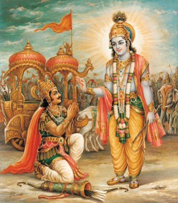 Gita Jayanti Krishna rendering Bhagavad Gita to Arjuna