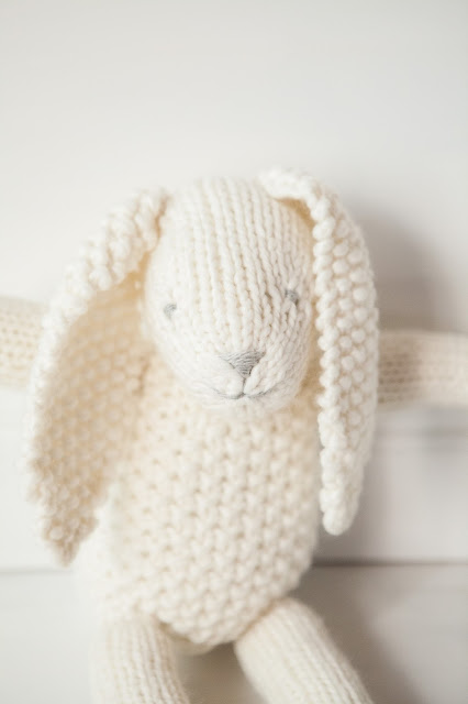 snowy bunny white rabbit knit toy stuffed animal 