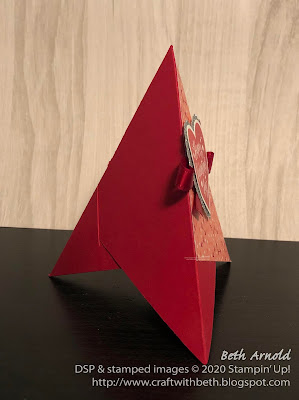 Craft with Beth: Stampin' Up! Teepee Card Pyramid Card Fun Fold From My Heart Specialty Designer Series Paper DSP Valentine's Day St Saint Valentine Heart Punch Pack Heartfelt Stamp Set