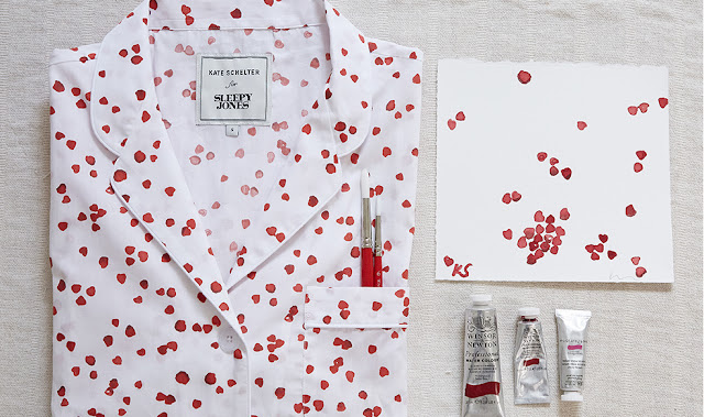 Heart print Pajamas by Sleepy Jones designed by artist Kate Schelter