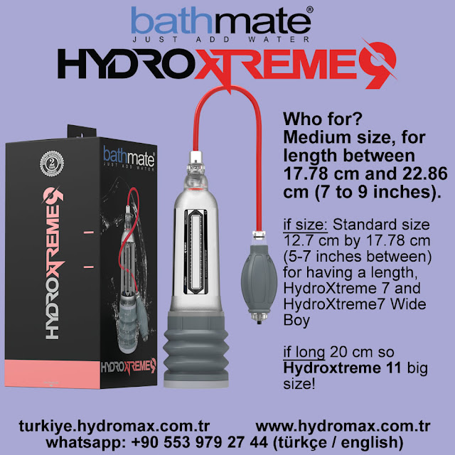 Bathmate Hydroxtreme 9 penis pump size chart. Best penis pumps from Bathmate.