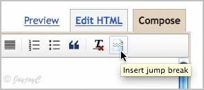 Screen shot of Blogger's Insert jump break icon
